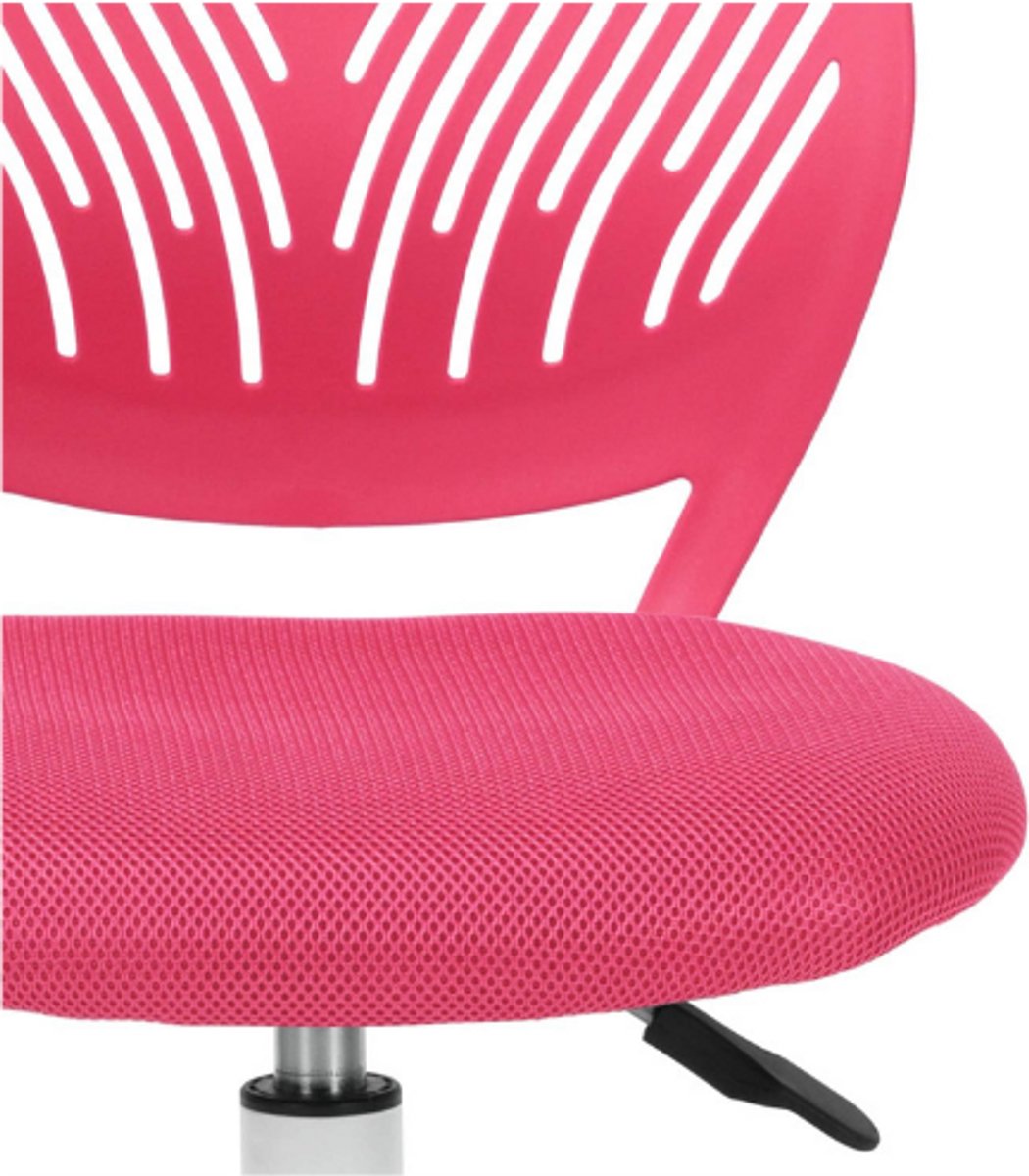 FurnitureR Ergonomische Bureaustoel - In Hoogte Verstelbare Draaistoel - Compacte Computerstoel Met Wielen - Thuiskantoor En Make Up Stoel - Roze thumbnail 5