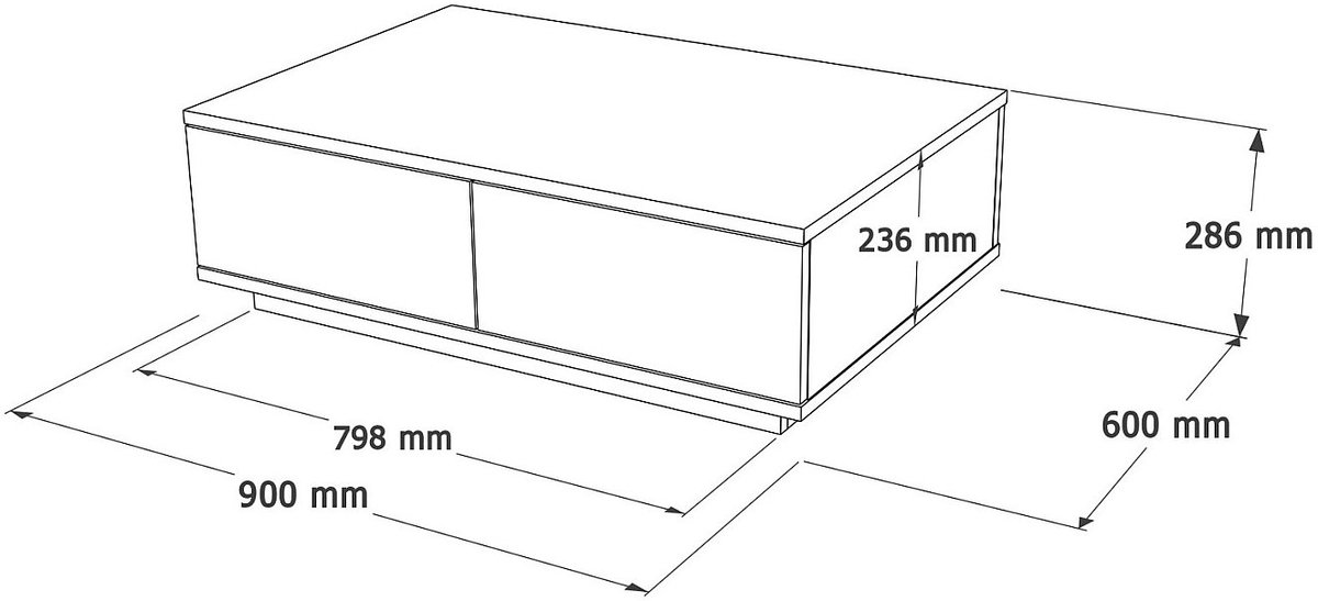Vente-unique Salontafel met 2 deuren - Beige travertin effect en Donker natuurlijk - LOTULA Natuurlijk donker, Beige