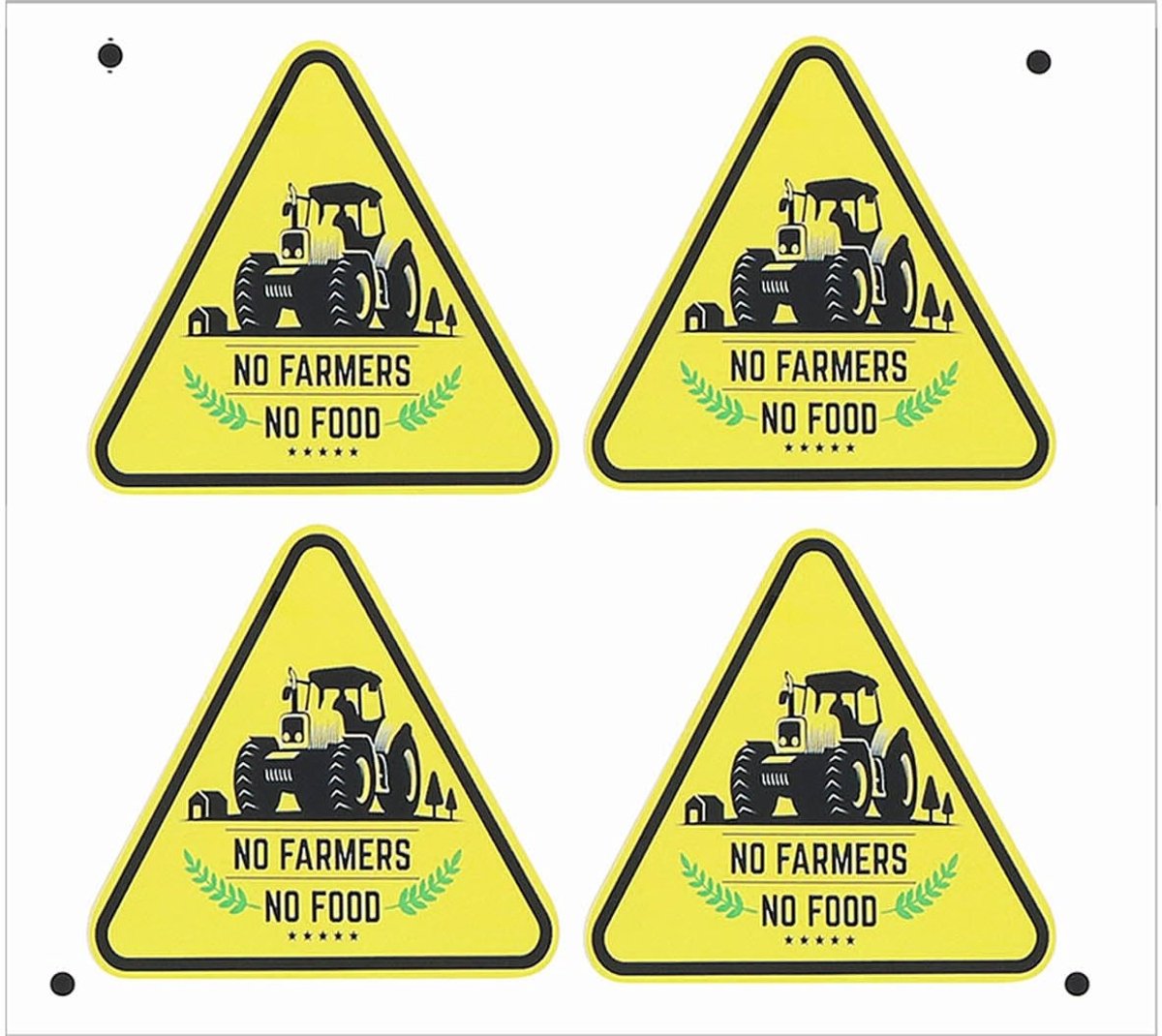 Allecto - Geen Boeren Geen Voedsel Sticker - Vinyl Bumper Sticker - Geel - Auto Sticker - Duurzaam en Waterdicht - Voor Vrachtwagens en Auto's