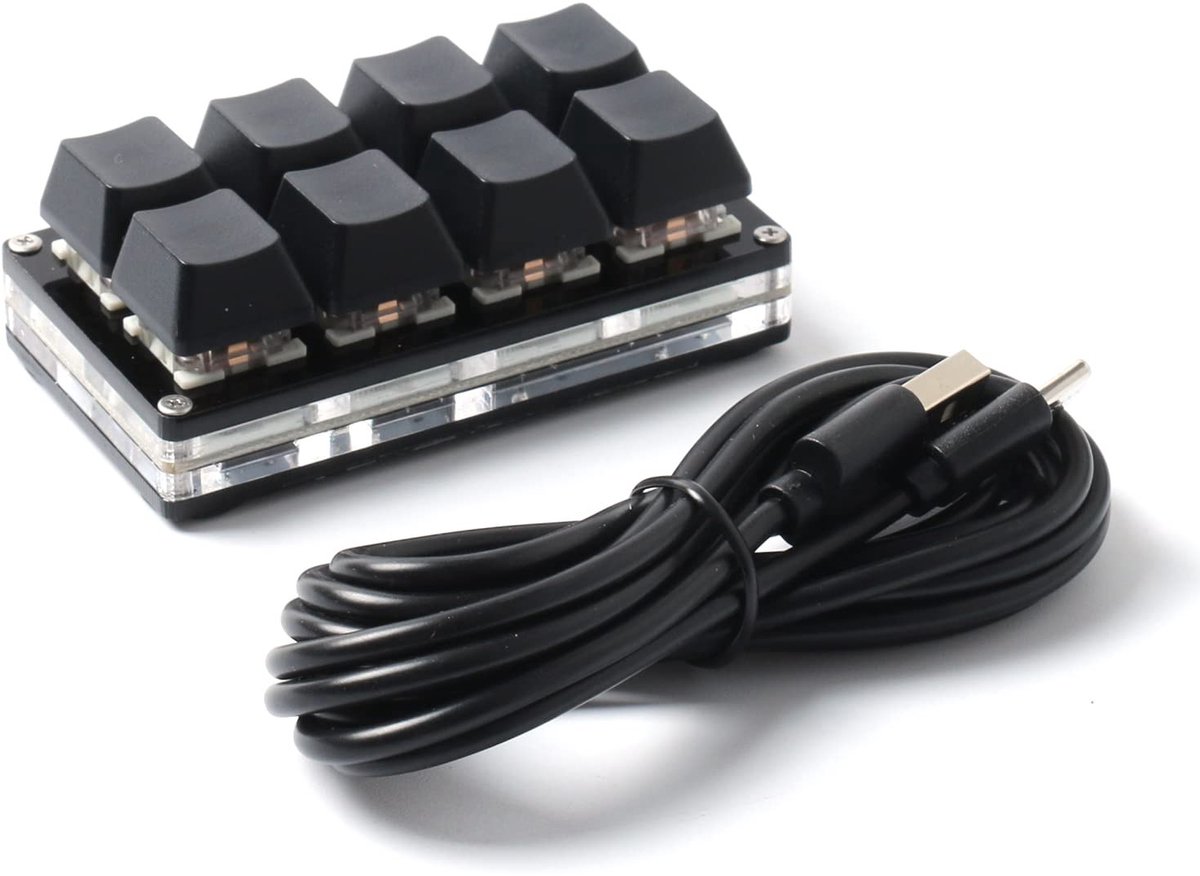 Allecto - Mini Mechanisch USB Keyboard - 8 Toetsen met Aangepaste Functies - Compact en Ergonomisch - Geschikt voor gaming en dagelijks gebruik - V...