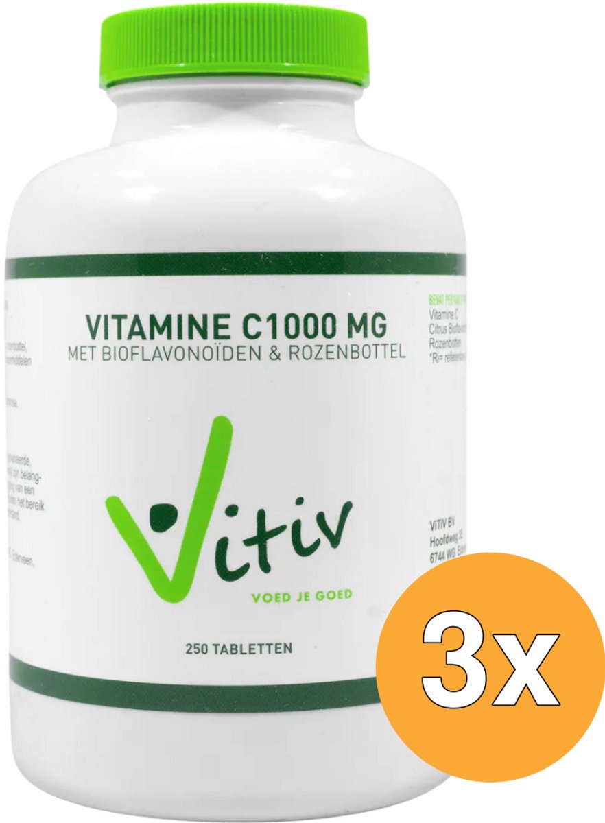 3x Vitiv Vitamine C1000 (250 tabletten)