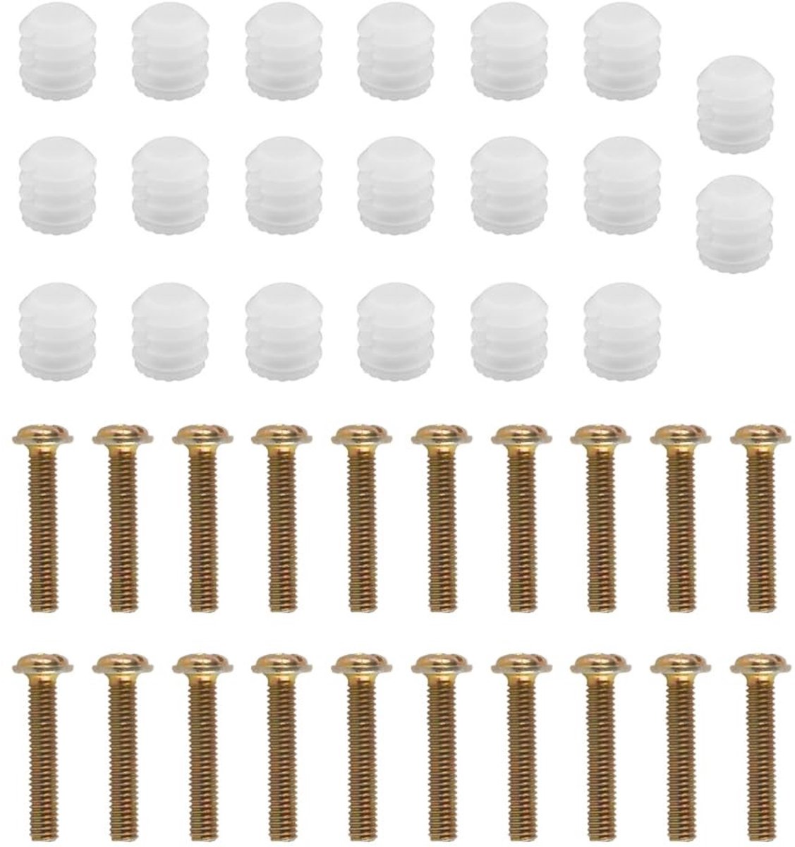 Witte Kunststof Scharnierpen M4x10mm met Nylon Moeren en Expansiepen - 20 Stuks
