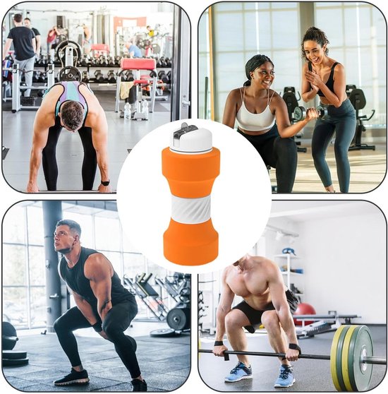 Haltervormige Waterfles - 8.7x8.7x20.6cm Fitnessfles - Opvouwbare Silicone Sportbeker - Milieuvriendelijk voor Sport, Fietsen, Gym, Outdoor - Blauw - 1 Stuk — afbeelding 4