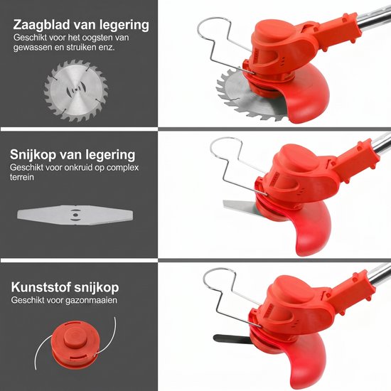 Traumheim®Kantenmaaier - Grastrimmer - Bosmaaier - Incl. 2 accu's en lader - Rood van Traumheim — afbeelding 2