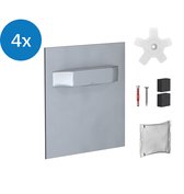 4x Dibond hanger 70x70mm, met schroef, plug en 2 lijmblokjes.