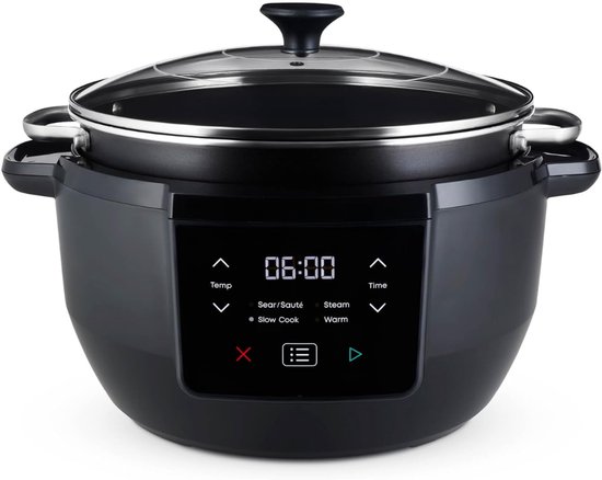 YOR® Slowcooker met timer - Slowcooker - Crockpot - Zwart - 39cm x 26cm x 35cm