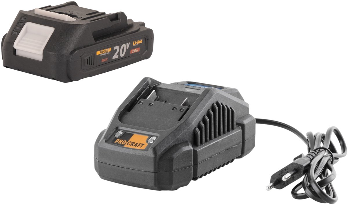 Procraft Starter Pack 20 V 20/2,4 A oplader + 1x 20/2 A accu 2,0 Ah