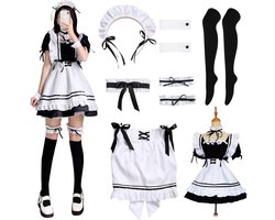 Allecto - French Maid Dress - Anime Maid Cosplay - Perfect voor Feestjes - Zwart - Halloween Kostuum - Geschikt voor Volwassenen - Klassiek Model