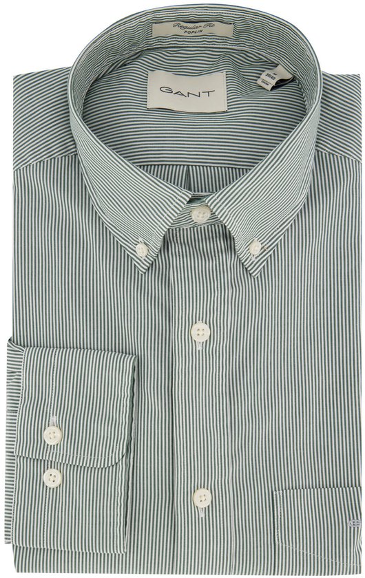 Chemise décontractée Gant coupe classique à rayures vertes