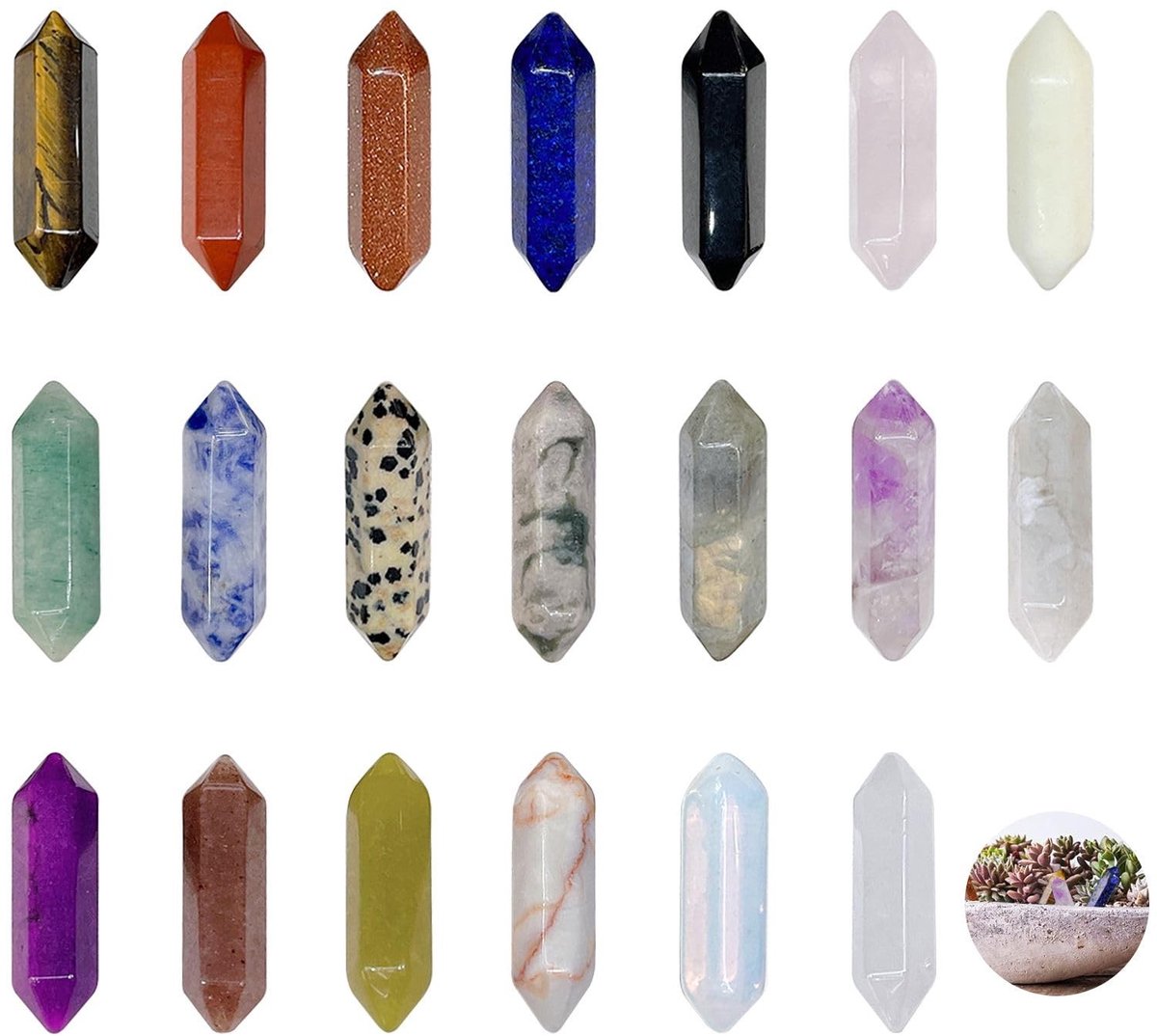 Allecto - Healing Crystal Stones Set - 20 Stuks - Perfect voor Reiki en Meditatie - Hexagonaal Ontwerp - Energie Balanceren - Chakra Kristallen