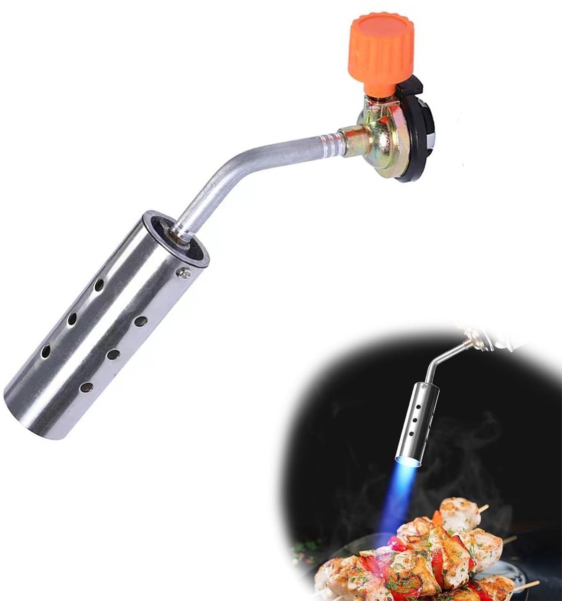 Allecto - Gasbrander - Onkruidbrander - Windproof - Grillen - Ideaal voor tuinen - Geschikt voor buitengebruik - Zilver