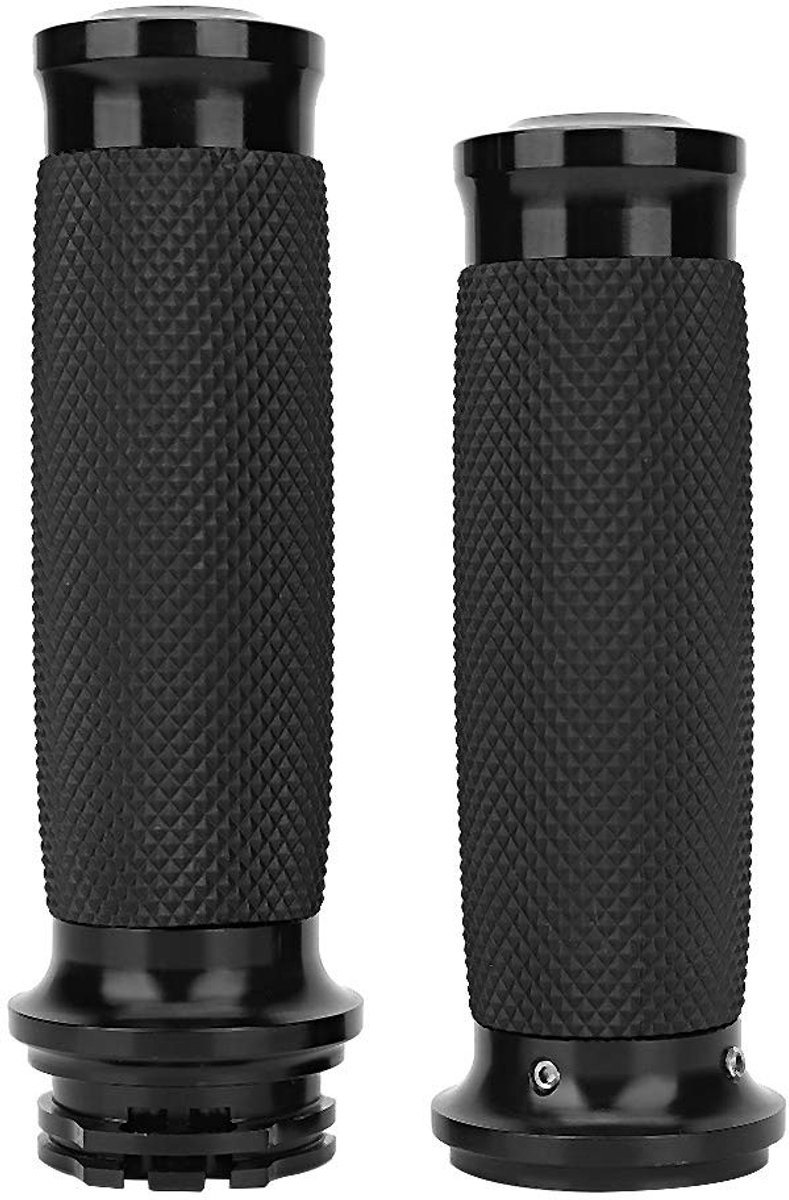 Allecto - Motorfiets Handgrepen - Antislip - Aluminium - Zwart - Universeel - 25 mm - Geschikt voor alle motorfietsen - 1 paar