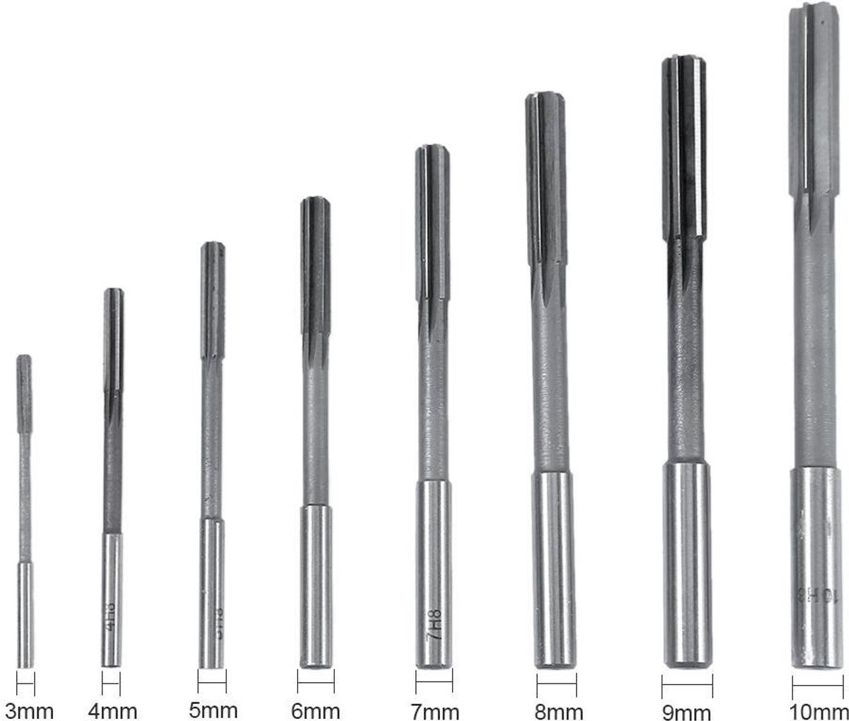 Allecto Reamer Set - Handgereedschap - Voor precisiewerk - 8-delige set - Voor boren en frezen - Geschikt voor metaalbewerking - 3 tot 10 mm
