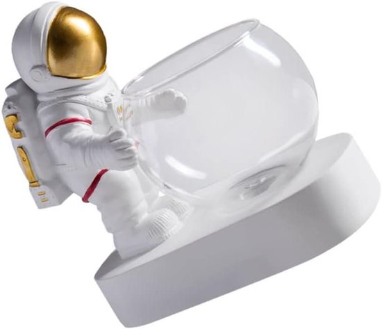 Hydrocultuur Vaas - Glazen Plantenbak - Planten Decoreren - Astronauten Ontwerp - 420 Gram - Goud