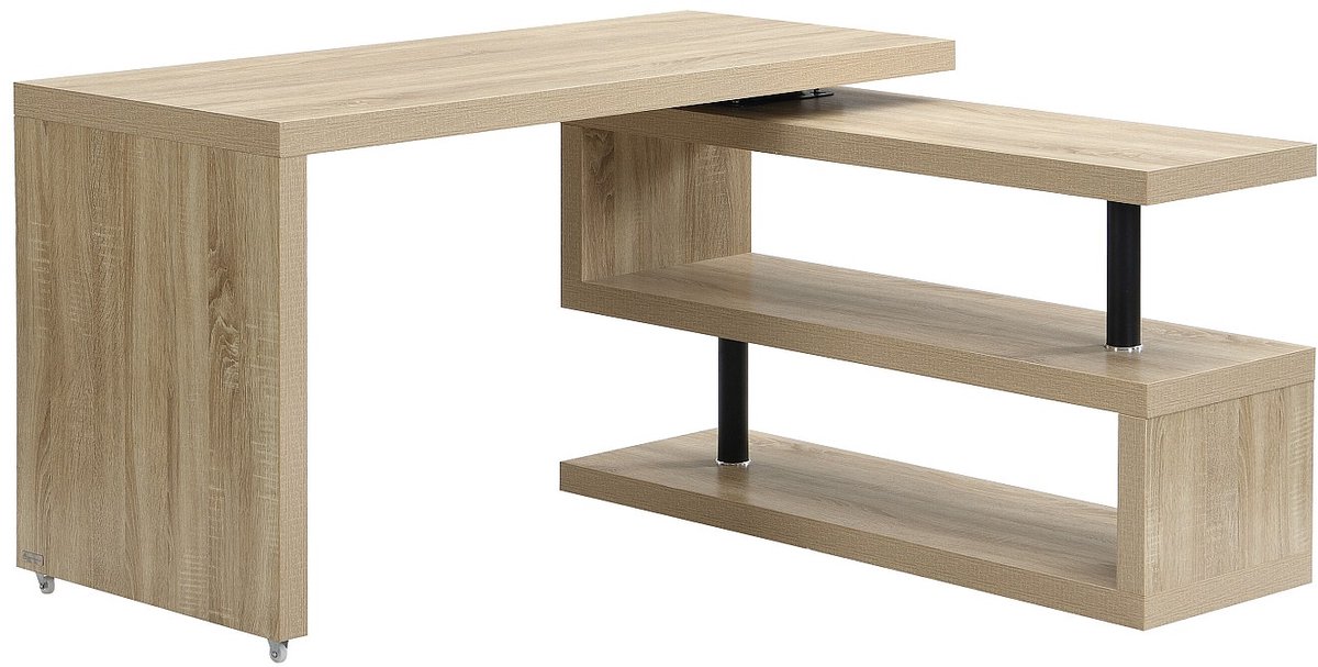 Vente-unique Uitschuifbaar bureau met 360° draaibaar blad - MDF - Kleur: Naturel - NICEPHORE III L 200 cm x H 76 cm x D 60 cm