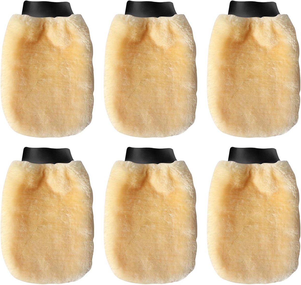 Pluche Wasstraat Handschoenen - Auto Reiniging Mitt - Auto Poetsen - Zachte Kunstwol - 6 Stuks - Grijs