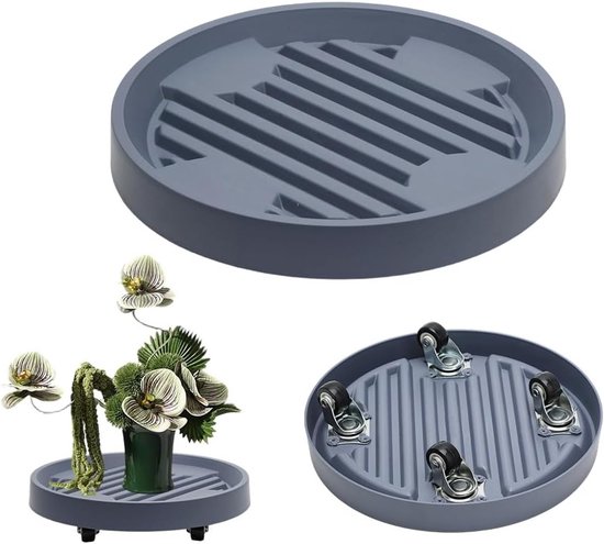 Ronde Plantroller 22 cm voor Bloempotten met 4 Wielen, Lichtgewicht Plastic Voor Binnen en Buiten, Ideaal voor Balkon en Tuin