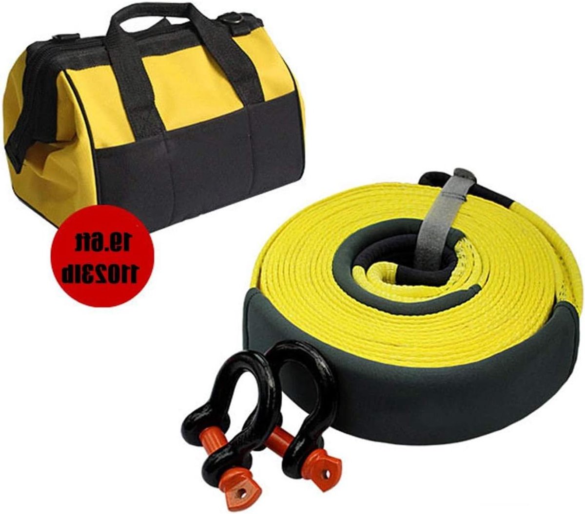 Sleepkabel Nylon - Trekkabel Auto - Voertuig Berging - Sterke Staalhaken - 6 Meter 5 Ton - Oranje