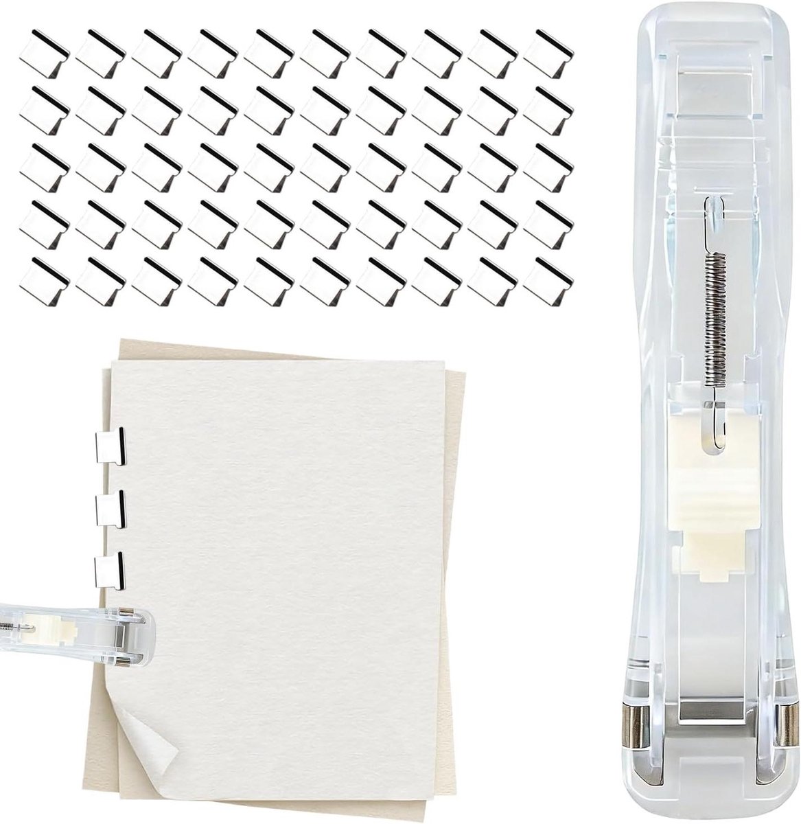 Kleine Nietmachine - Papier Binder Clip - Documenten Ordenen - Kroningvrij Systeem - 20-50 Vellen - Transparant