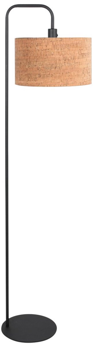 Vloerlampen Mexlite Forma zwarte vloerlamp met kap van kurk 30 cm diameter en 18 cm hoogte voor binnengebruik