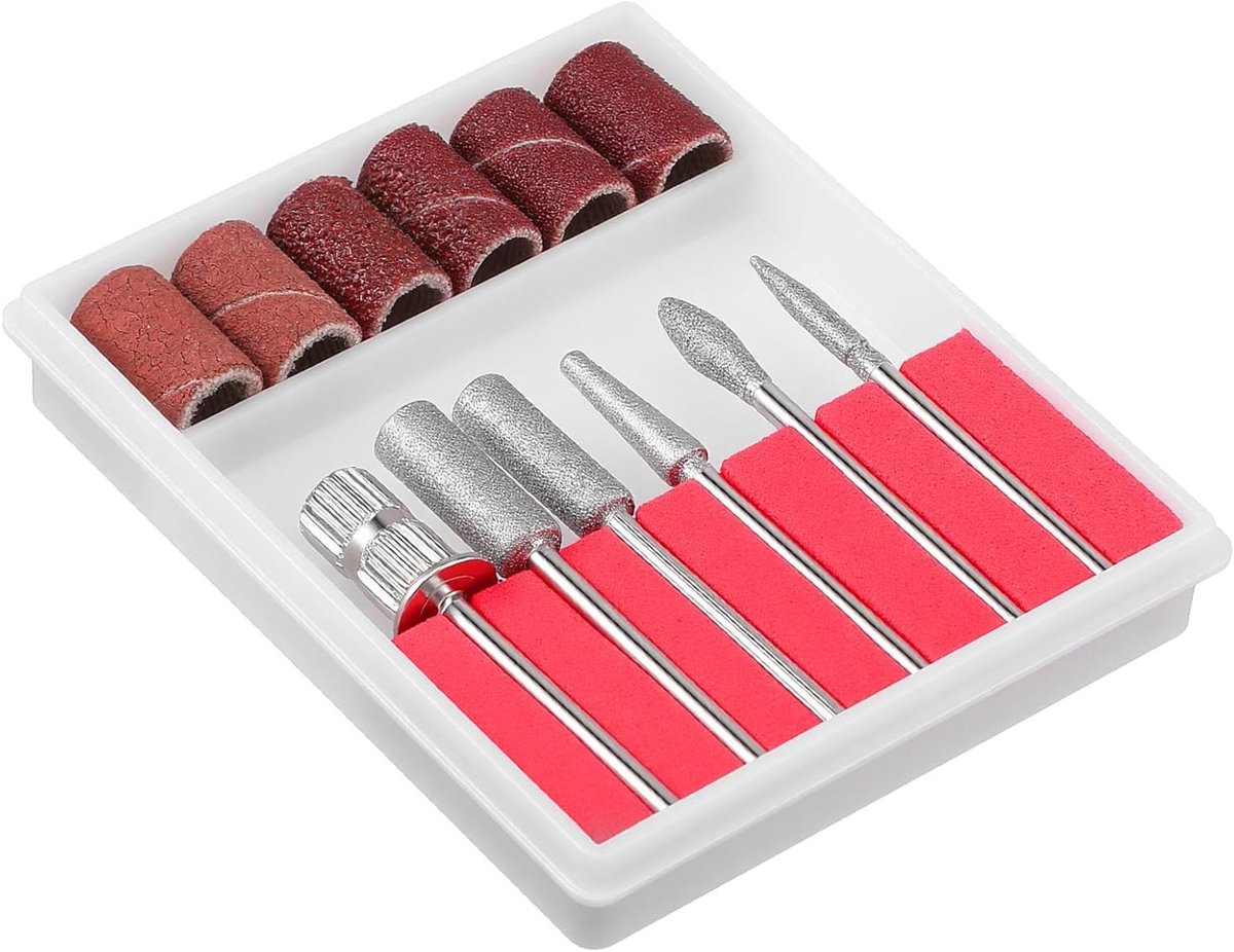 Set van 6 Schuurmoffen voor Nagelknippers, Routerbits met Slijpring, 180/320 Schuurmoffen voor Professionele Manicure en Pedicure in Nagelsalons