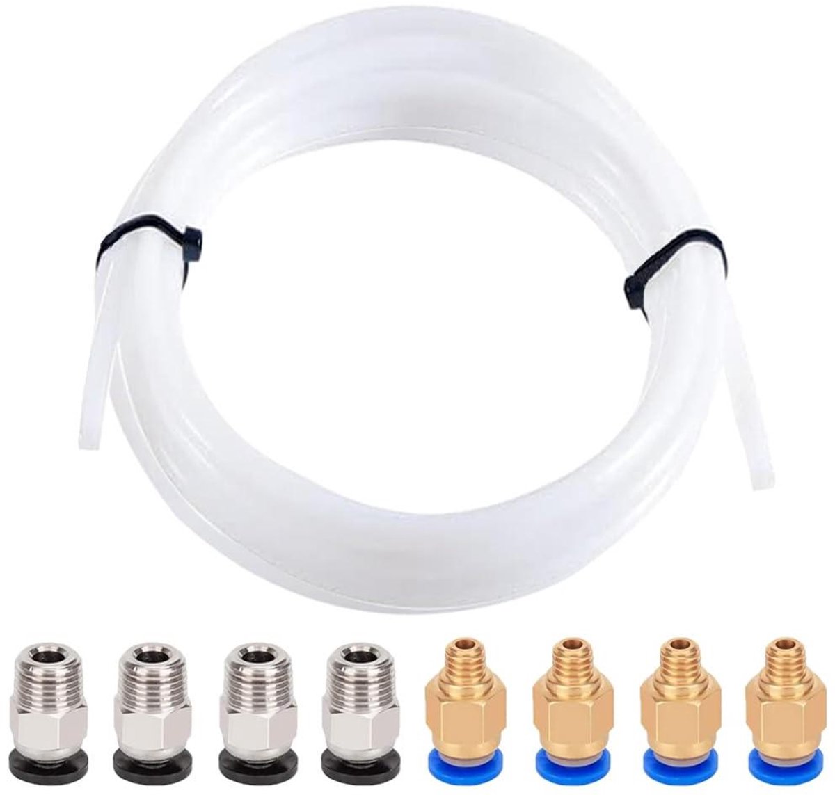 Teflon Slang Set - PTFE Buis - 3D Printer Onderdelen - Hoge Temperatuur Bestendig - 5 Meter - Wit