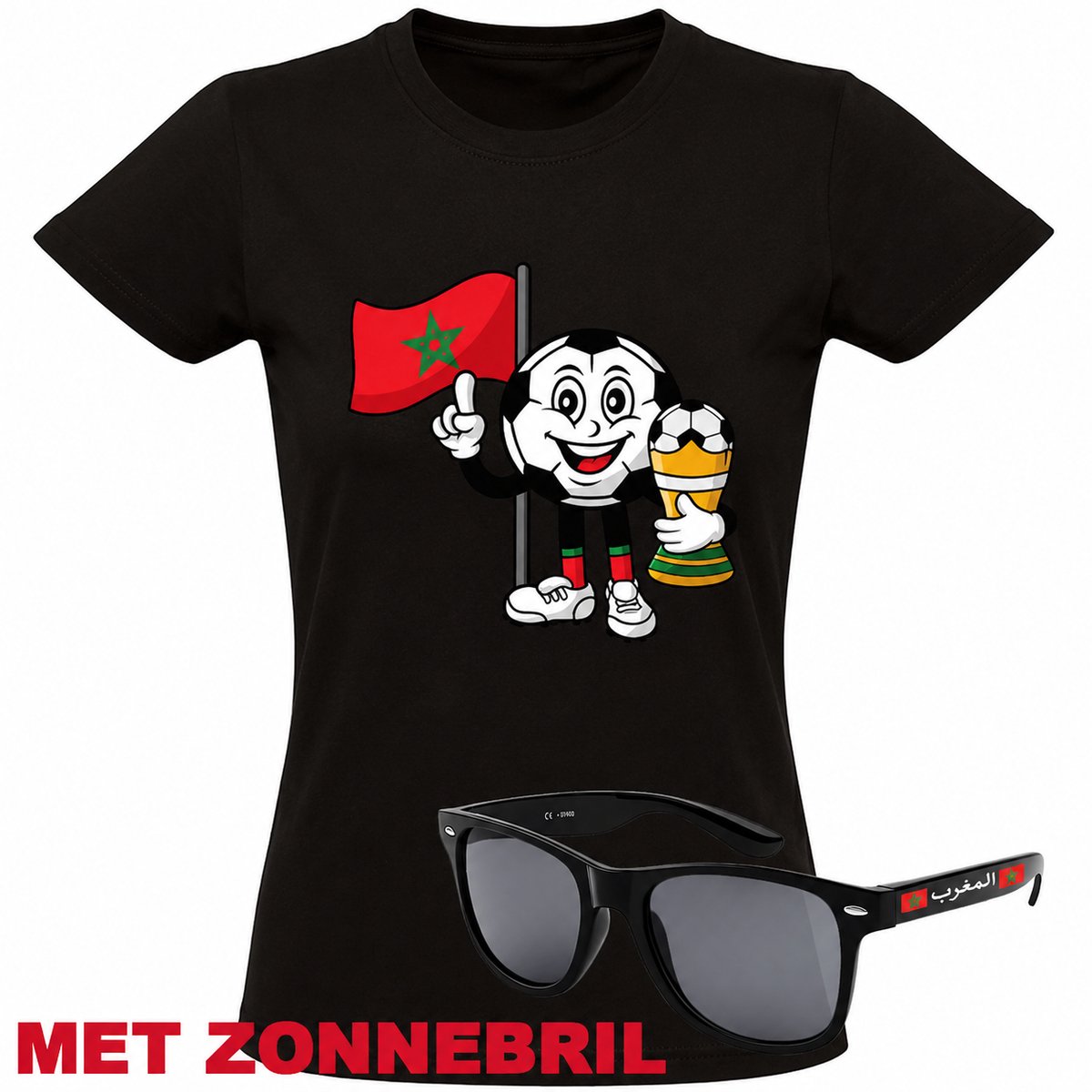 Marokko Voetbal Dames T-shirt - WK 2026 - Morocco Champions - Katoen Shirt