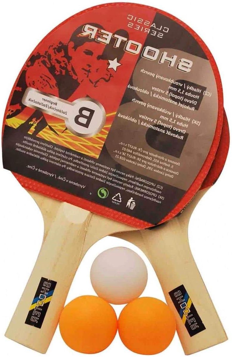 Tafeltennis Set - Pingpong Set - Sport Spelen - Houten Bladen - 2 Batjes 3 Ballen - Natuurlijk