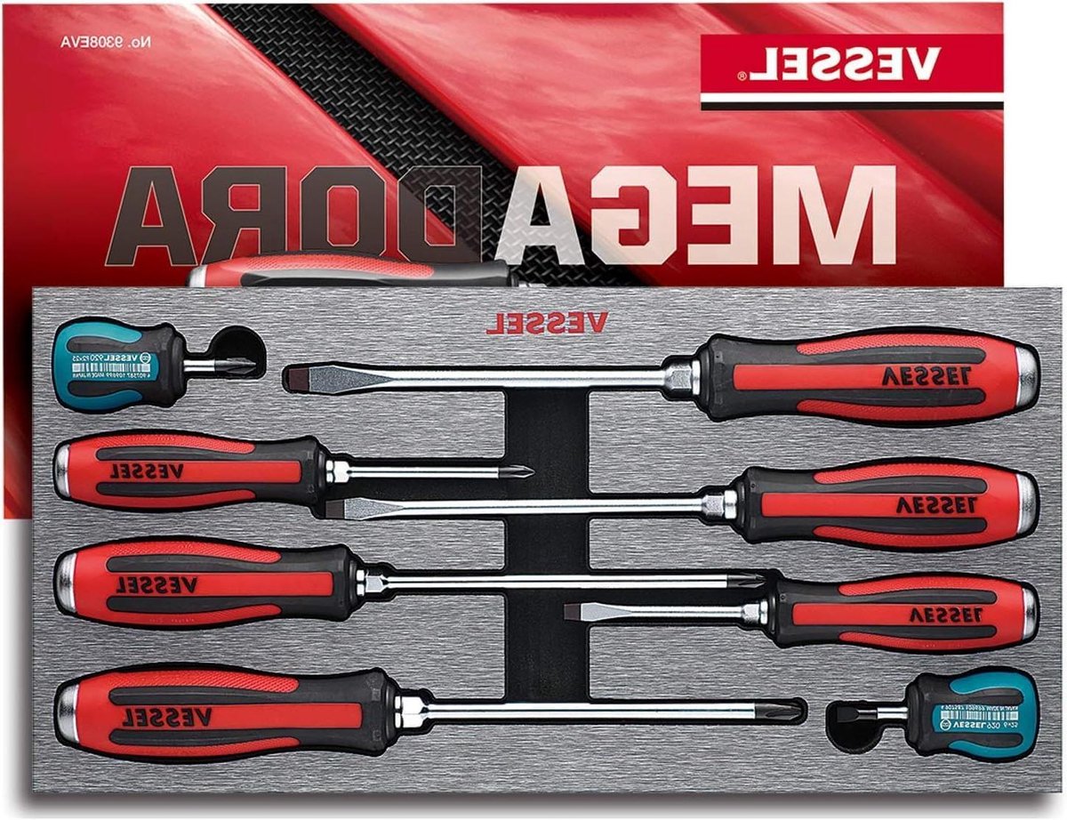 Tang-Thru Schroevendraaierset - Monteurschroevendraaiers Bitset - Reparaties Uitvoeren - Versterkte Steel - 8 Stuks - Grijs