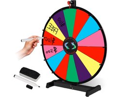 Prijzenrad Tafelblad - Rad van Fortuin Wiel Spel - Evenementen Promotie - Aanpasbare 14 Slots - 24 inch - Kleurrijk