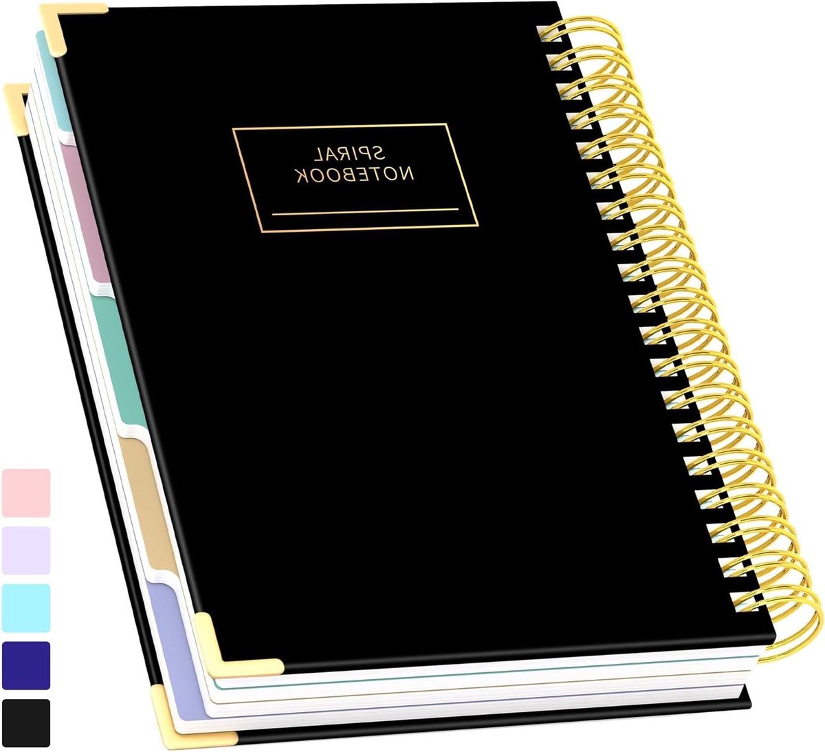 Hardcover Notitieboek - Gelinieerd Dagboek - Notities Maken - Met Kleurverdelers - 240 Pagina's - Zwart