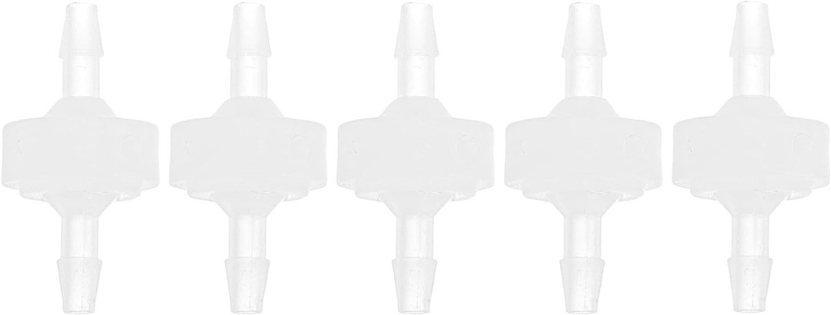 Kunststof slangaansluiting 1/8 inch met inline terugslagventiel - Wegwerp slangkoppelingen, 5 stuks voor water- en luchtleidingen