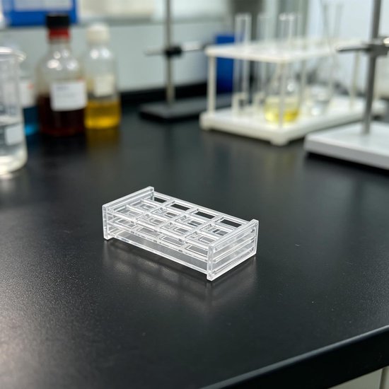Cuvettenhouder Acryl - Opbergrek Lab - Laboratorium Analyses - 12 Sleuven 20mm - 5.12x2.44x1.22 Inch - Transparant — afbeelding 2