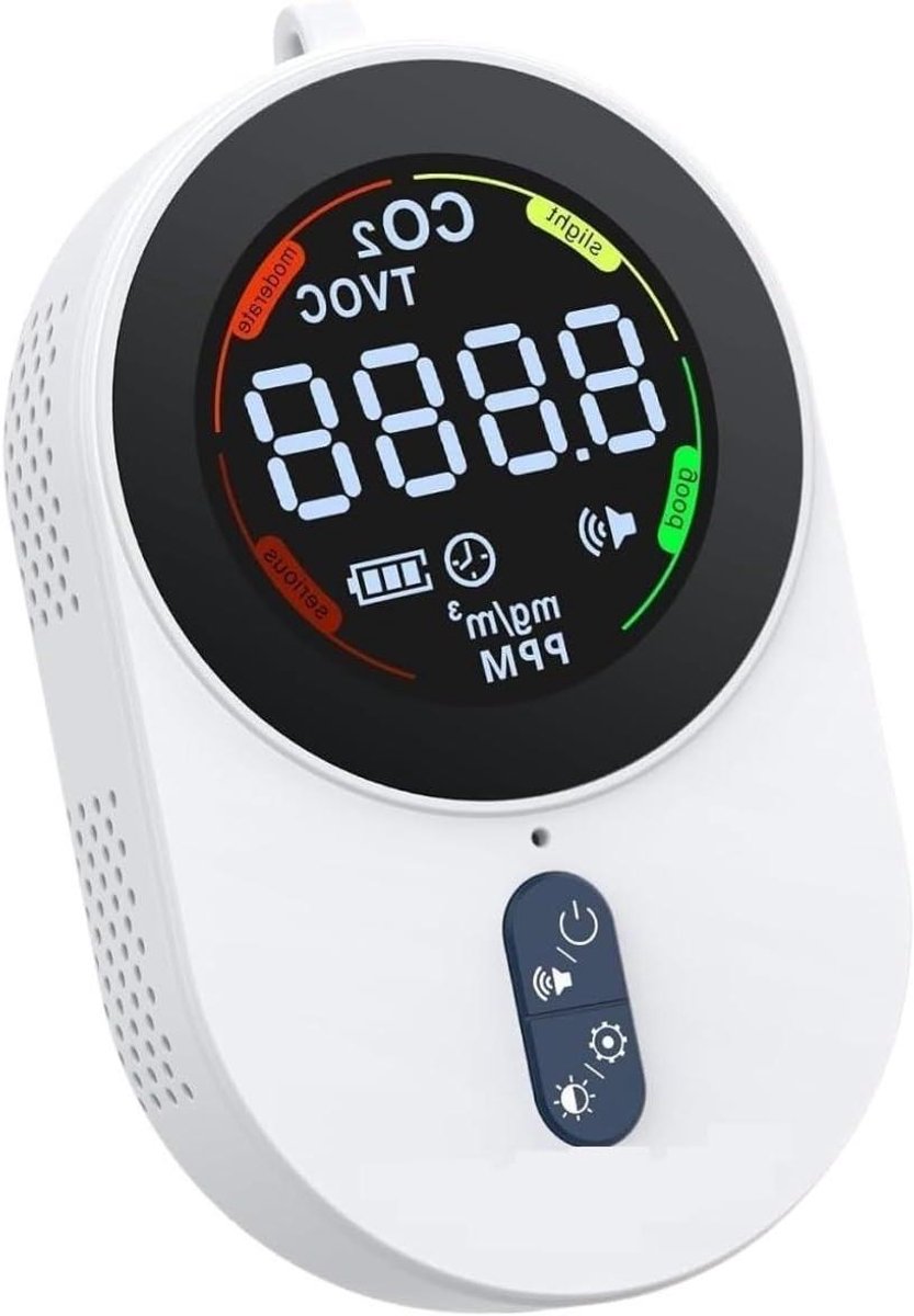 CO2 Detector - Luchtkwaliteitsmonitor - Thuis Gebruiken - Directe Feedback - 1 Stuk - One Color