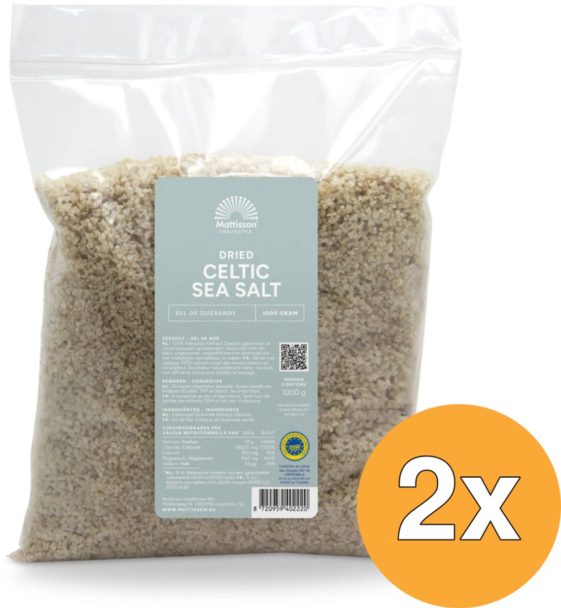 2x Mattisson Gedroogde Keltisch Zout (1000 gr)