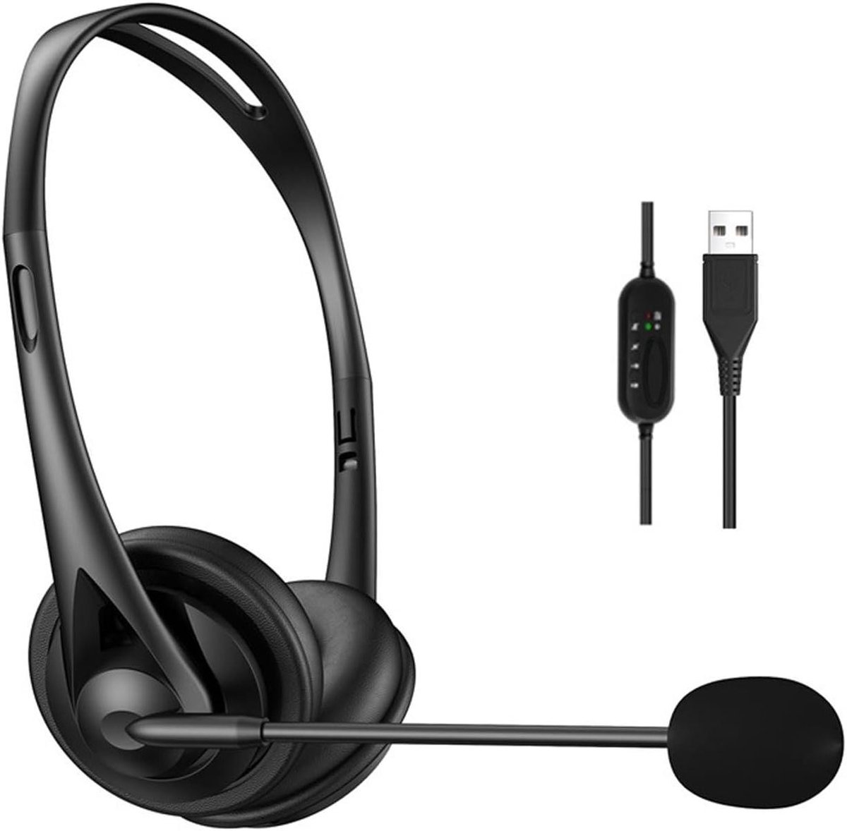 USB Headset - Bedrade Hoofdtelefoon - Heldere Gesprekken - Ruisonderdrukkende Microfoon - 30 mm Drivers - Zwart