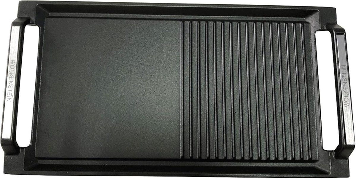 Grillplaat Plancha - Gietijzeren Pan - Koken op Inductie - Dubbelzijdig Grillen - 43.7 cm - Zwart
