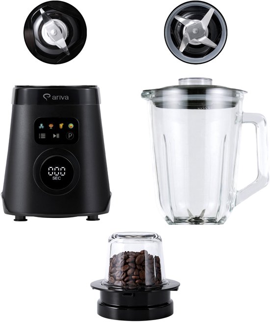 ARIVA-Blender-1500W-1.5L-2 in 1-250G kruidenmolen-Ook voor koffiebonen-Auto clean-RVS van Ariva — afbeelding 5