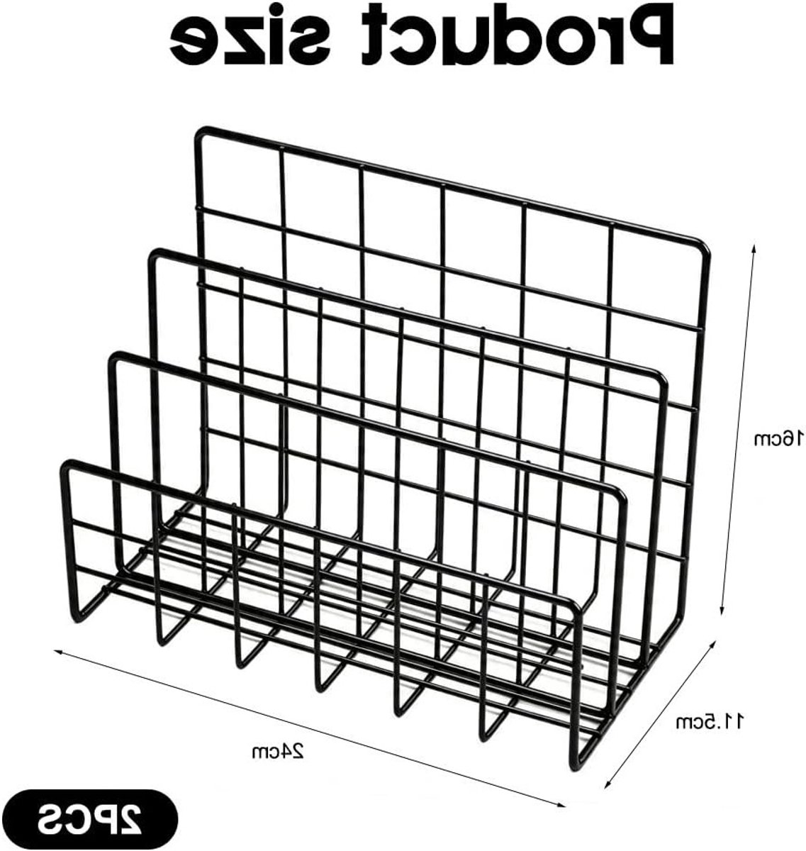 Bureau-organizer van metaal, 2 stuks desktop-ordners met 3 verticale vakken, stijlvolle brieforganizer voor kantoor en thuis, ideaal voor documenten en postsortering (zwart) — cadeau in Cadeau-ideeën - foto 2