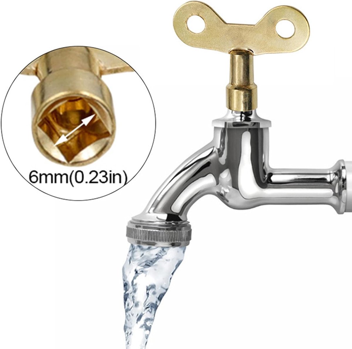 Messing ontluchtingssleutel voor waterkraan en radiatorklep - vierkante socket - 44x34mm/1.73x1.33inch