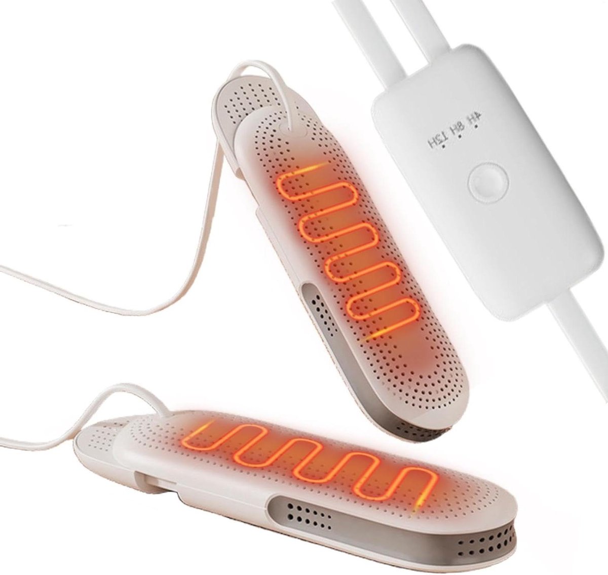 Elektrische Schoenendroger - Schoenenwarmer - Droge Voeten - Brandwerend Met Timer - 19 x 7 x 4 cm - Wit Oranje