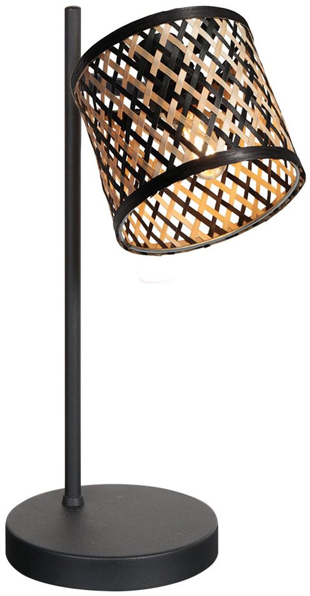 Mexlite - Tafellamp - Bambus - Naturel Zwart - Bamboe Metaal - Nachtkastlamp - E14 - 4491ZW