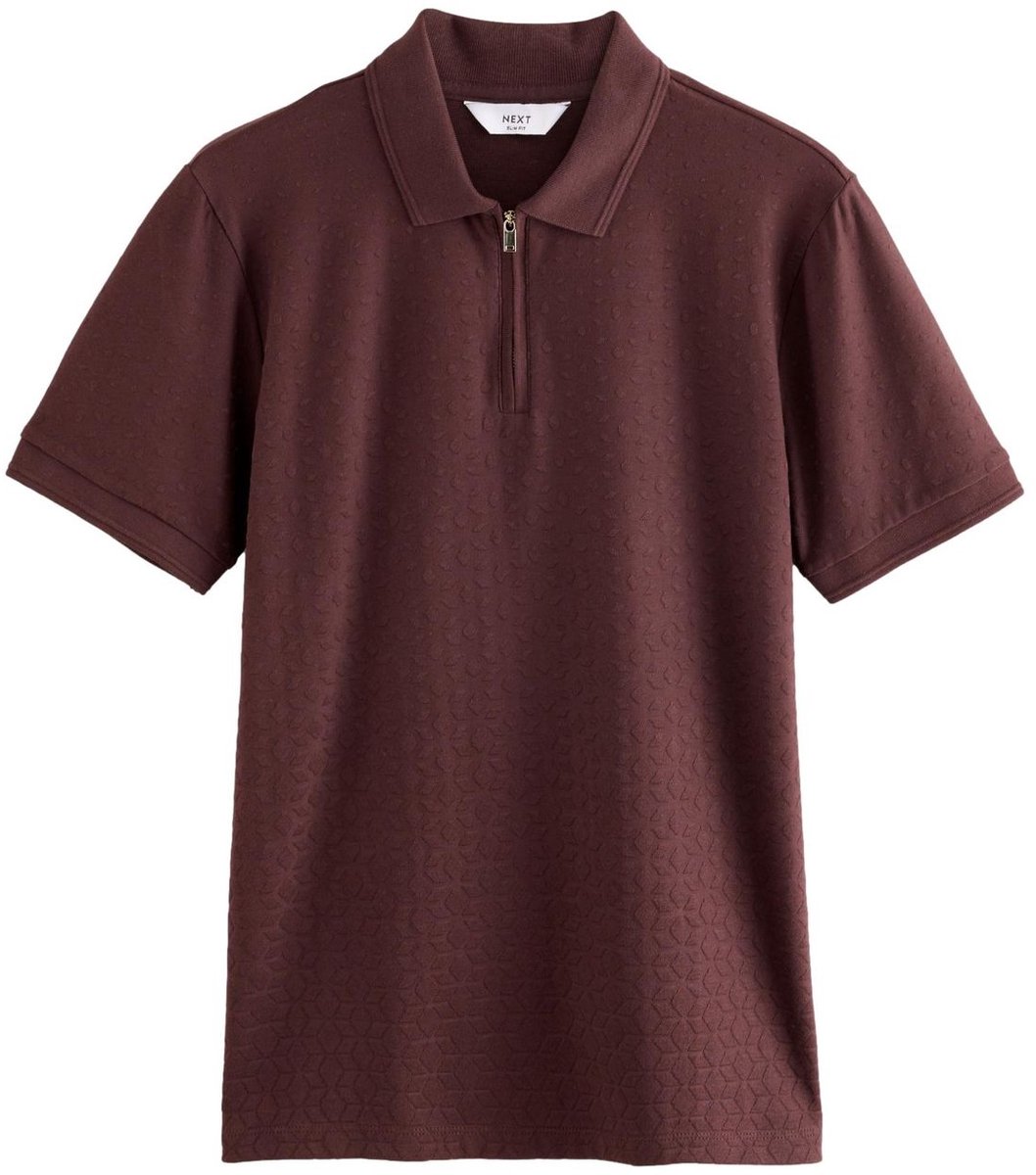 Next - Heren - Formeel jacquard poloshirt - Bruin