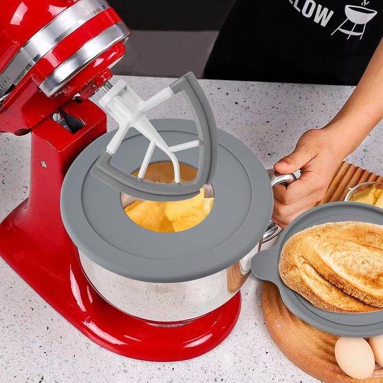 Mixer Kom - Keukenmachine Kom - Bakken en Koken - Met 2 Deksel Opties - 5 Liter - Zilver — afbeelding 4