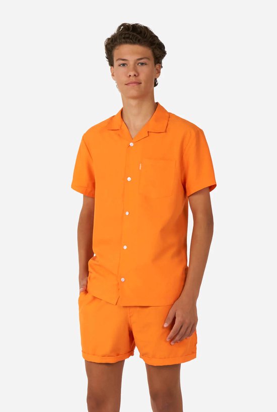 OppoSuits Tiener The Orange - Jongens Zomer Set - Bevat Shirt En Shorts - Koningsdag - Oranje - Maat: EU 158/164 - 14 Jaar