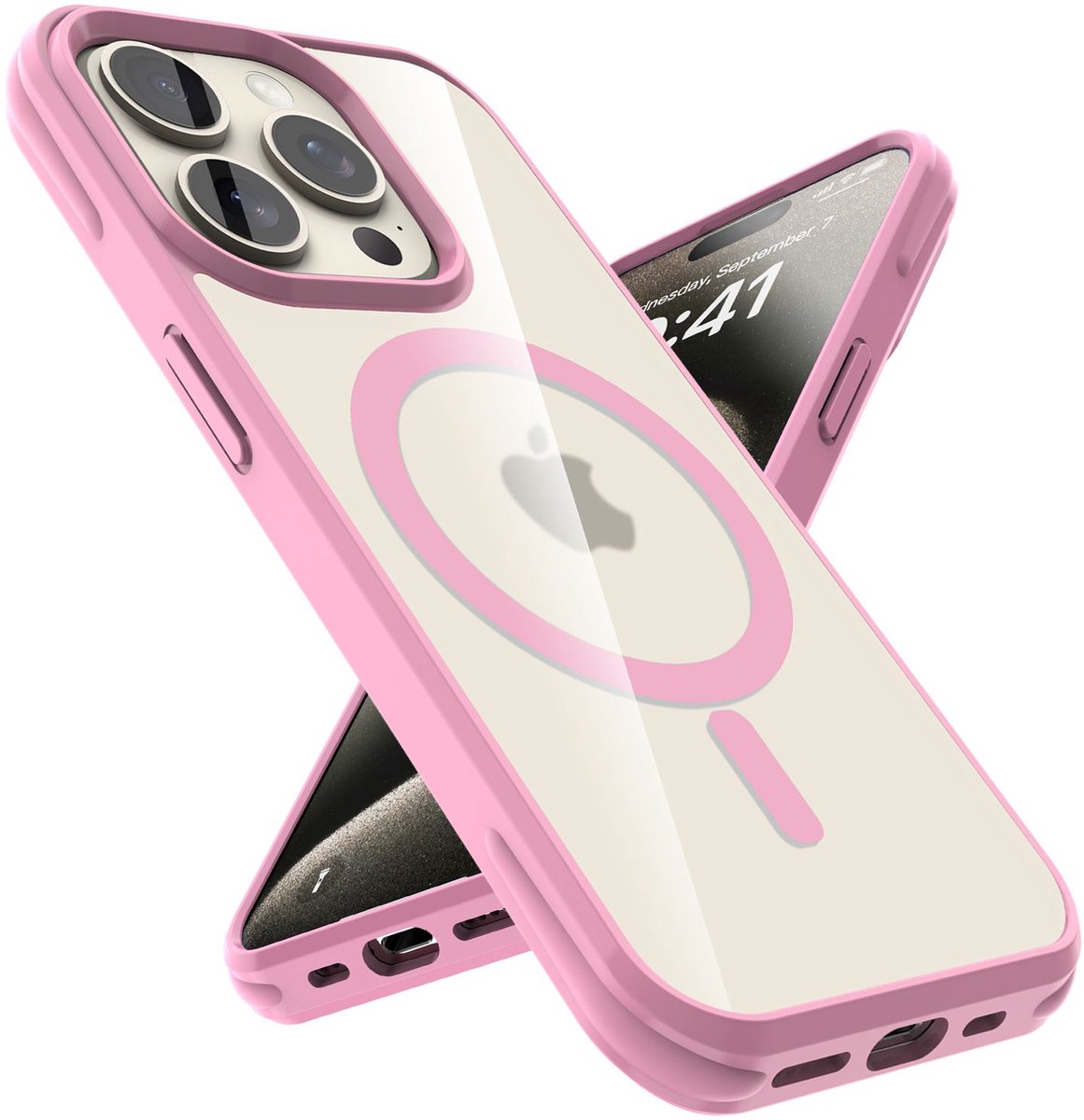 Hoesje geschikt voor iPhone 15 PRO in Roze Case geschikt voor Magsafe