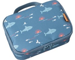 Fresk Kleine Koeltas Kind 2.5 L– Lunchtas Jongens – Thermische Lunch Koeltas - Met Bestekvak - Waterafstotende Lunchtas - Blauw - Shark