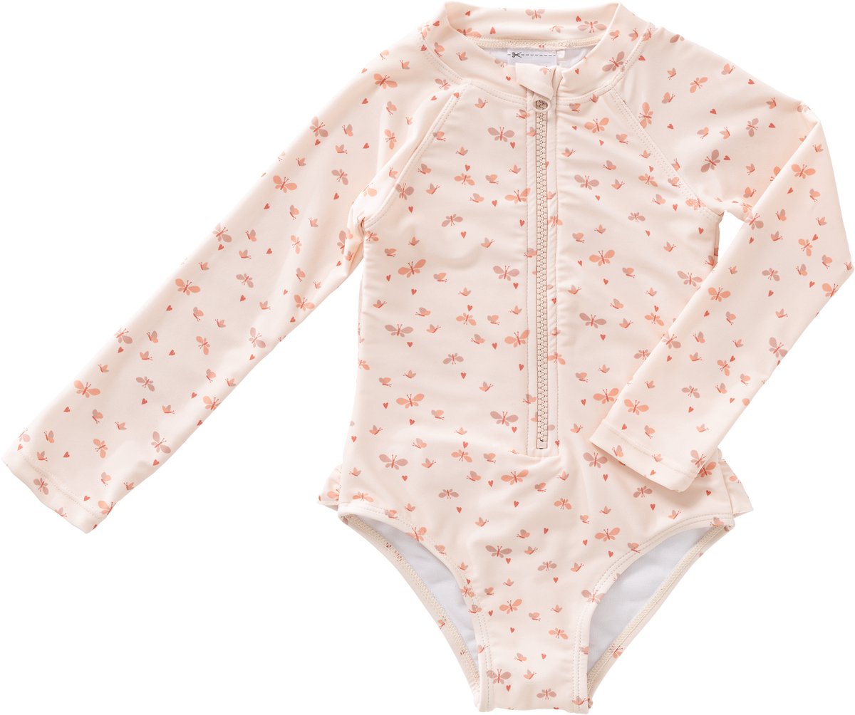 Fresk UV Badpak 86 -Zwemkleding met UPF 50 – Badpak voor Meisjes – Bikini – Zwempak Meisjes - Creme - Butterflies