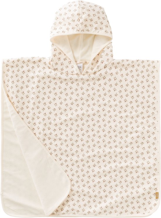 Fresk UV badponcho one size - Badcape met Capuchon - Sneldrogend Strandlaken - Unisex - Creme - Olives van Fresk — afbeelding 4