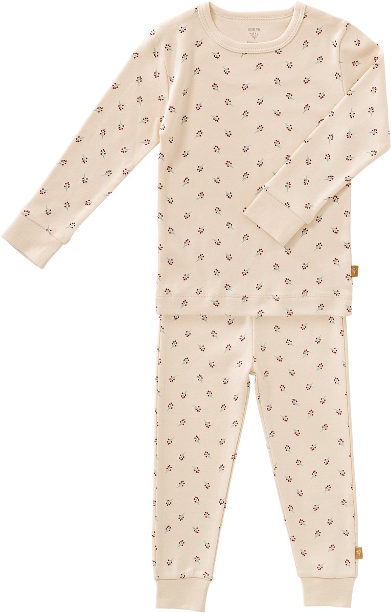 Fresk Pyjama voor Kinderen 104 (4 yr) - Pyjama Meisjes - Biologisch Katoen - Ecru - Berries